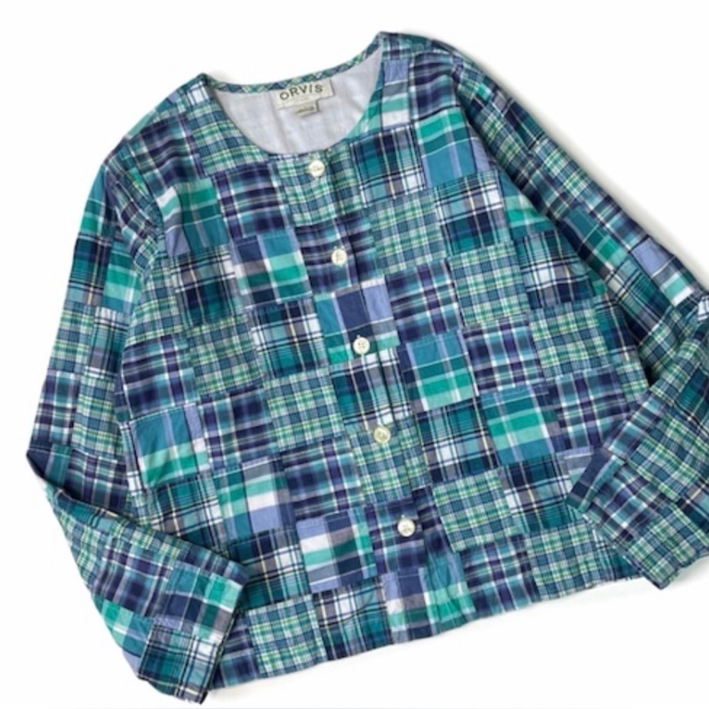 Orvis Madras Patchwork Plaid Lightweight Jacket S… - image 1